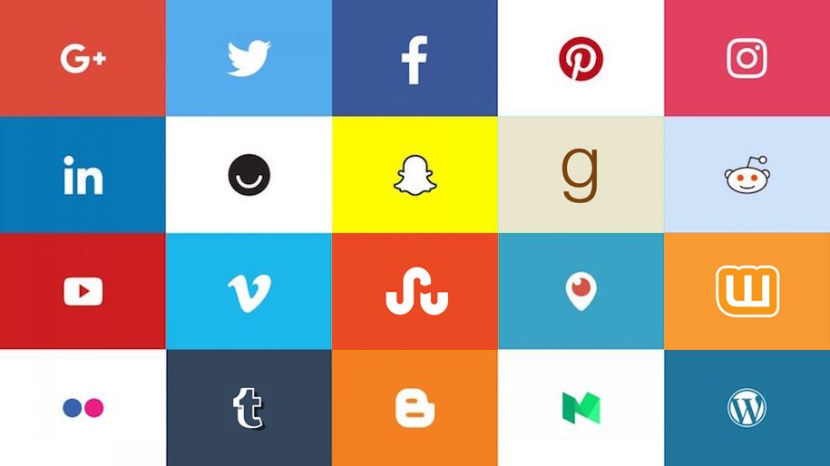 Collage de plataformas sociales como Twitter, Instagram, Facebook, LinkedIn y más donde hacer campañas de marketing de influencers