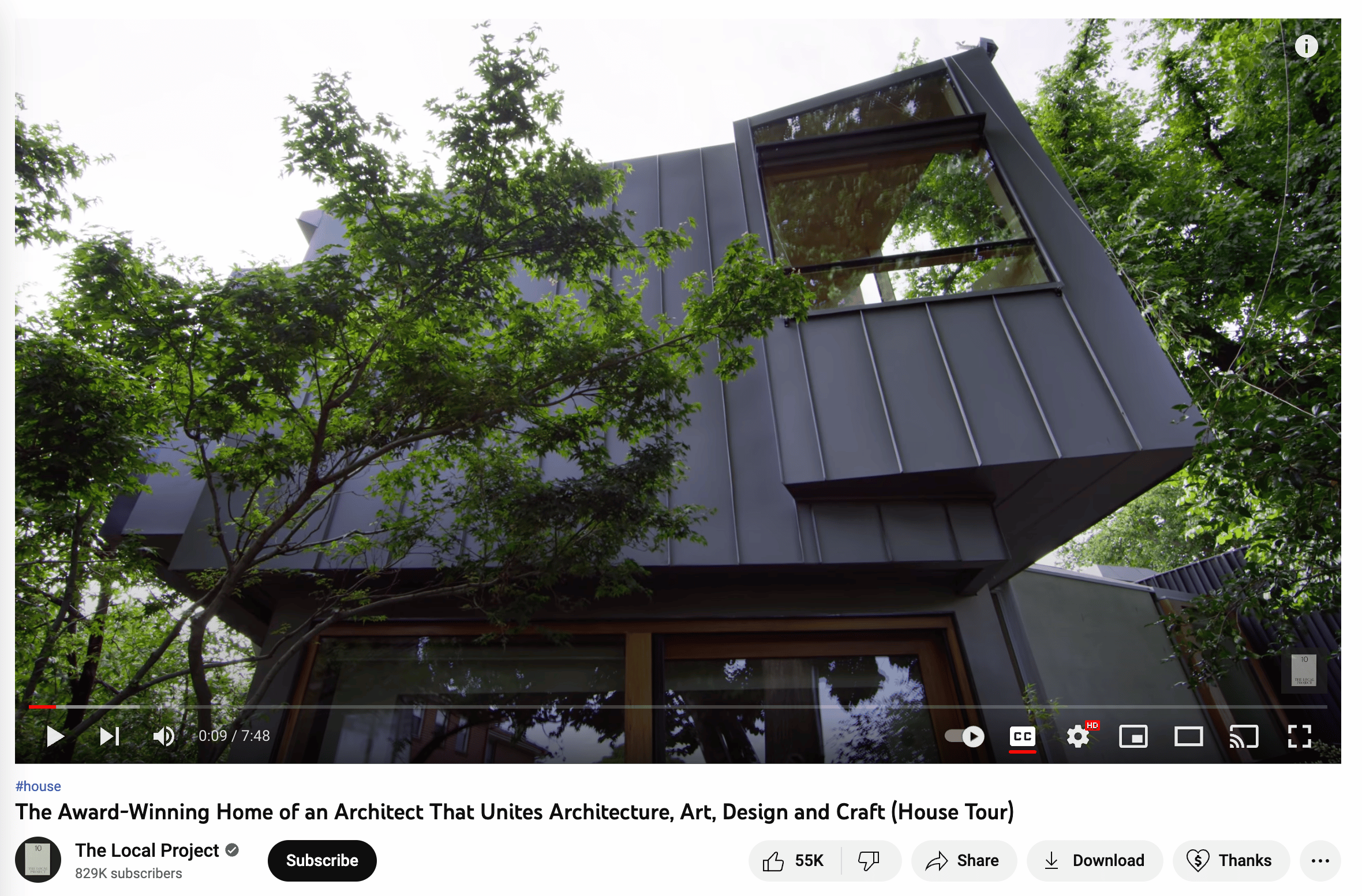 Video de revisión de arquitectura en YouTube de un proyecto local