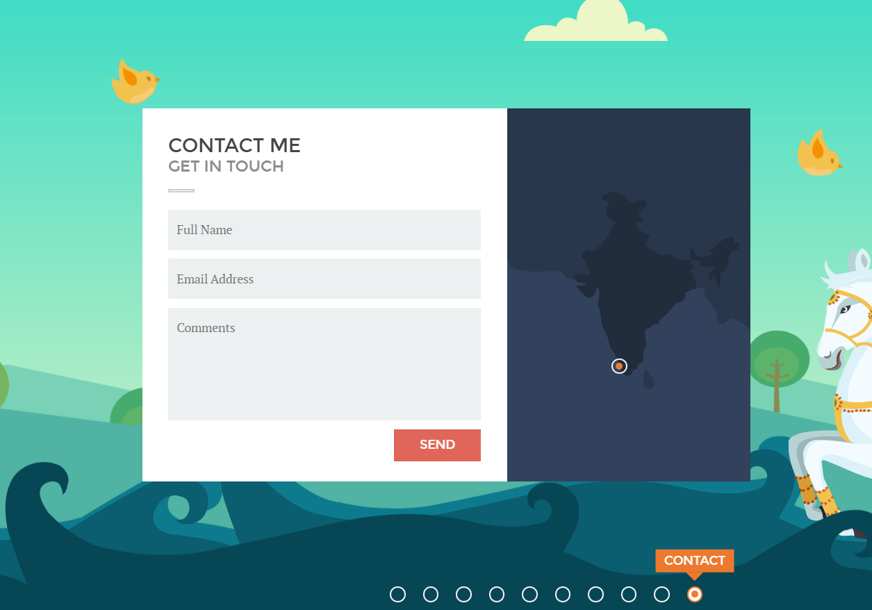 Diseño de formulario de contacto animado de Indofolio.