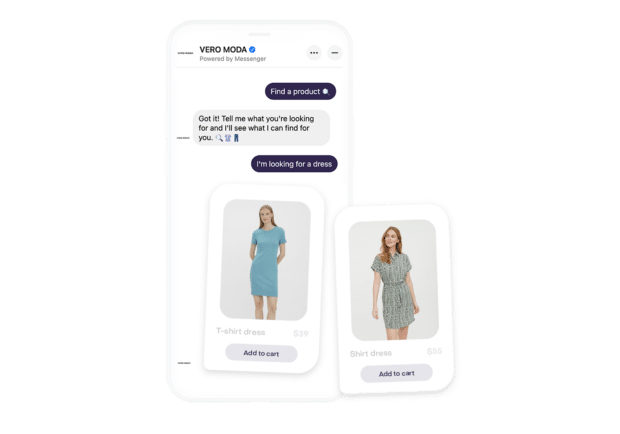 Chatbot con opciones de ropa Vero Modo