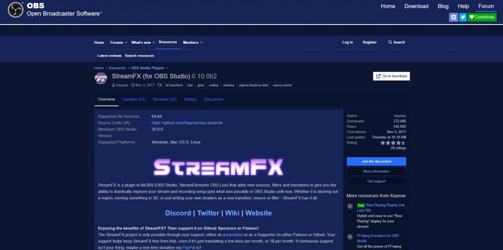 Software StreamFX OBS
