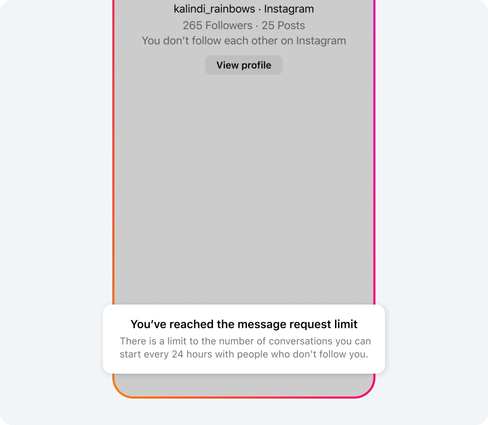Pantalla de teléfono retroiluminada con función de límite de solicitud de publicación de Instagram